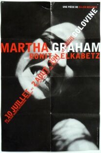  Poster Martha Graham - Ronit Elkabetz. A play by Ellen Melaver, Théâtre de la Danse Golovine. Festival d'Avignon 1998.